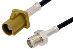 SMA Female to Curry FAKRA Plug Cable 12 Inch Length Using RG174 Coax