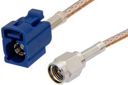 SMA Male to Blue FAKRA Jack Cable 24 Inch Length Using RG316 Coax