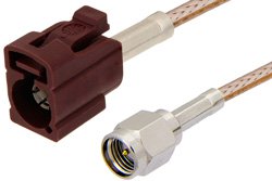 SMA Male to Bordeaux FAKRA Jack Cable 12 Inch Length Using RG316 Coax