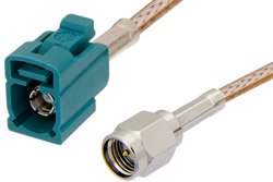 SMA Male to Water Blue FAKRA Jack Cable 36 Inch Length Using RG316 Coax