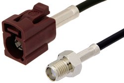 SMA Female to Bordeaux FAKRA Jack Cable 12 Inch Length Using PE-C100-LSZH Coax