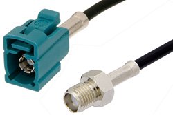 SMA Female to Water Blue FAKRA Jack Cable Using PE-C100-LSZH Coax