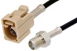 SMA Female to Beige FAKRA Jack Cable 36 Inch Length Using RG174 Coax