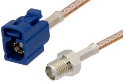 SMA Female to Blue FAKRA Jack Cable 12 Inch Length Using RG316 Coax