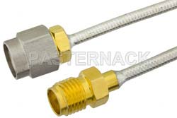 SMA Male to SMA Female Semi-Flexible Precision Cable 18 Inch Length Using PE-SR405FL Coax, RoHS