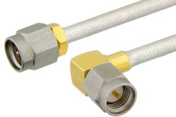 SMA Male to SMA Male Right Angle Cable Using PE-SR402FL Coax