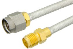 SMA Male to SMA Female Semi-Flexible Precision Cable Using PE-SR402FL Coax, LF Solder, RoHS