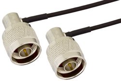 N Male Right Angle to N Male Right Angle Semi-Flexible Precision Cable Using PE-SR405FLJ Coax, LF Solder, RoHS
