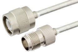 TNC Male to TNC Female Semi-Flexible Precision Cable 24 Inch Length Using PE-SR402FL Coax, LF Solder, RoHS