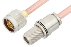 N Male to N Female Bulkhead Cable Using RG401 Coax, RoHS