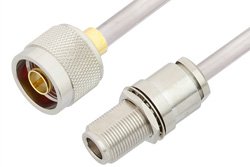 N Male to N Female Bulkhead Cable 48 Inch Length Using PE-SR401AL Coax , LF Solder