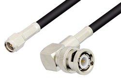 SMA Male to BNC Male Right Angle Cable 12 Inch Length Using LMR-195 Coax