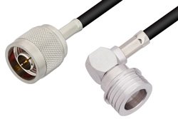 N Male to QN Male Right Angle Cable 12 Inch Length Using LMR-195 Coax