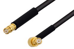 SMP Female to SMP Female Right Angle Cable 6 Inch Length Using PE-SR405FLJ Coax