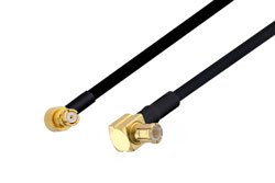 SMP Female Right Angle to MCX Plug Right Angle Cable Using PE-SR405FLJ Coax , LF Solder in 50CM