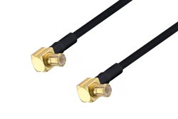 MCX Plug Right Angle to MCX Plug Right Angle Cable 48 Inch Length Using PE-SR405FLJ Coax with 180 Deg. Clock