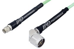 SMA Male to N Male Right Angle Low Loss Cable 200 cm Length Using PE-P142LL Coax, RoHS