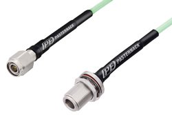 N Female Bulkhead to TNC Male Low Loss Cable 24 Inch Length Using PE-P142LL Coax, RoHS