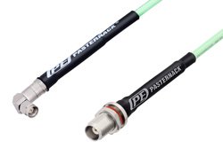 SMA Male Right Angle to TNC Female Bulkhead Low Loss Cable 100 cm Length Using PE-P142LL Coax, RoHS