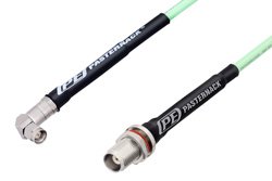 SMA Male Right Angle to TNC Female Bulkhead Low Loss Cable 12 Inch Length Using PE-P142LL Coax, RoHS