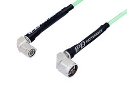 N Male Right Angle to TNC Male Right Angle Low Loss Cable 150 cm Length Using PE-P142LL Coax, RoHS