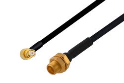 SMP Female Right Angle to Limited Detent SMP Male Bulkhead Cable Using PE-SR405FLJ Coax , LF Solder in 24 Inch