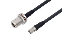 N Female Bulkhead to SMA Male Low Loss Cable Using LMR-240 Coax , LF Solder
