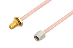 SMA Male to SMA Female Bulkhead Cable 12 Inch Length Using RG402 Coax