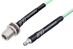 SMA Female to N Female Bulkhead Low Loss Cable 100 cm Length Using PE-P142LL Coax, RoHS