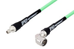 SMA Male to N Male Right Angle Low Loss Test Cable 100 cm Length Using PE-P300LL Coax, RoHS