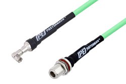 SMA Male Right Angle to N Female Bulkhead Low Loss Test Cable 100 cm Length Using PE-P300LL Coax, RoHS