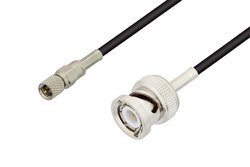10-32 Male to BNC Male Cable 12 Inch Length Using RG174 Coax, LF Solder, RoHS