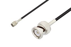 Reverse Polarity SMA Male to BNC Male Cable 12 Inch Length Using RG174 Coax