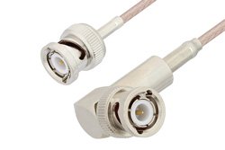 BNC Male to BNC Male Right Angle Cable 24 Inch Length Using 75 Ohm RG179 Coax