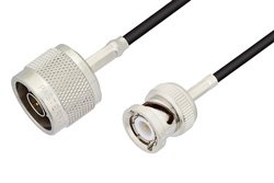 N Male to BNC Male Cable 6 Inch Length Using RG174 Coax
