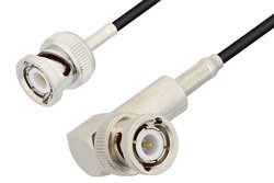 BNC Male to BNC Male Right Angle Cable 12 Inch Length Using RG174 Coax