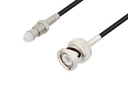 FME Jack to BNC Male Cable 12 Inch Length Using RG174 Coax, LF Solder, RoHS