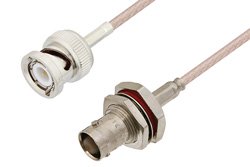 BNC Male to BNC Female Bulkhead Cable 12 Inch Length Using RG316 Coax