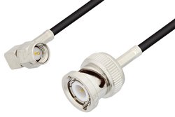 SMA Male Right Angle to BNC Male Cable 12 Inch Length Using RG174 Coax