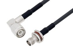 TNC Male Right Angle to TNC Female Bulkhead Cable 200 cm Length Using LMR-195 Coax with HeatShrink