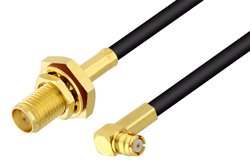 SMA Female Bulkhead to Push-On SMP Female Right Angle Low Loss Cable 150 CM Length Using LMR-100 Coax