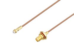 Snap-On MMBX Plug to Reverse Polarity SMA Female Bulkhead Cable 6 Inch Length Using RG178 Coax