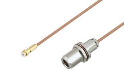 Snap-On MMBX Plug to N Female Bulkhead Cable Using RG178 Coax