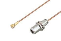 Snap-On MMBX Plug Right Angle to N Female Bulkhead Cable 6 Inch Length Using RG178 Coax