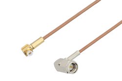 Snap-On MMBX Plug Right Angle to SMA Male Right Angle Cable 12 Inch Length Using RG178 Coax