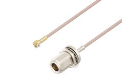 Snap-On MMBX Plug Right Angle to N Female Bulkhead Cable 6 Inch Length Using RG316 Coax