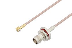 Snap-On MMBX Plug Right Angle to TNC Female Bulkhead Cable 12 Inch Length Using RG316 Coax