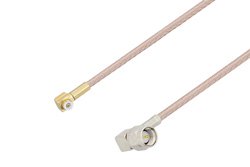 Snap-On MMBX Plug Right Angle to SMA Male Right Angle Cable 4 Inch Length Using RG316 Coax