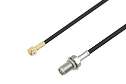 Snap-On MMBX Plug Right Angle to Reverse Polarity SMA Female Bulkhead Cable 12 Inch Length Using RG174 Coax