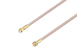 Snap-On MMBX Plug to Snap-On MMBX Plug Right Angle Cable 6 Inch Length Using RG316-DS Coax
